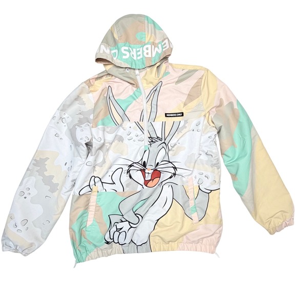 Members Only Other - Members Only Looney Tunes Large Pastel Camo Windbreaker Jacket Mens Bugs Bunny